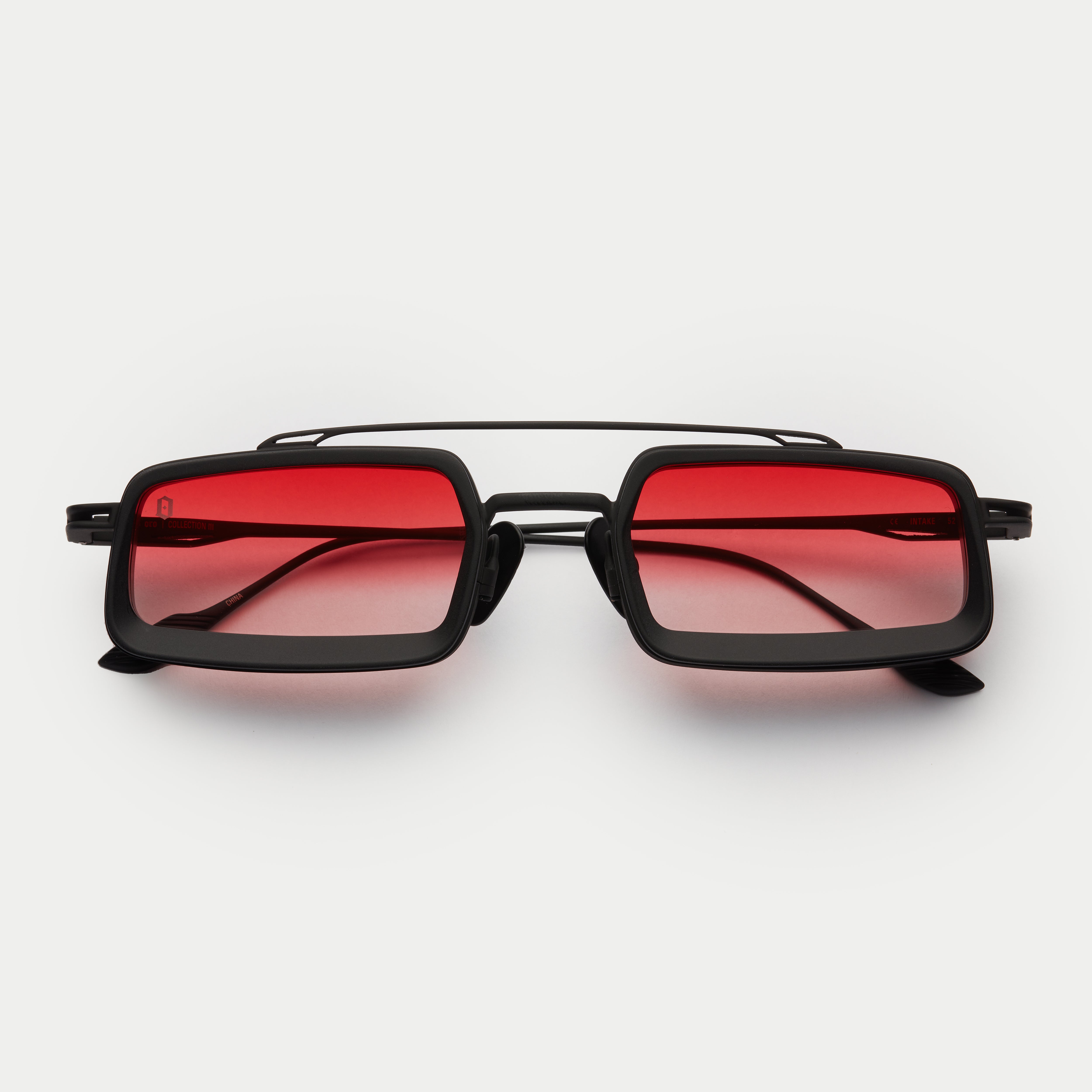 JAMES ORO Red top Rectangle Sunglasses