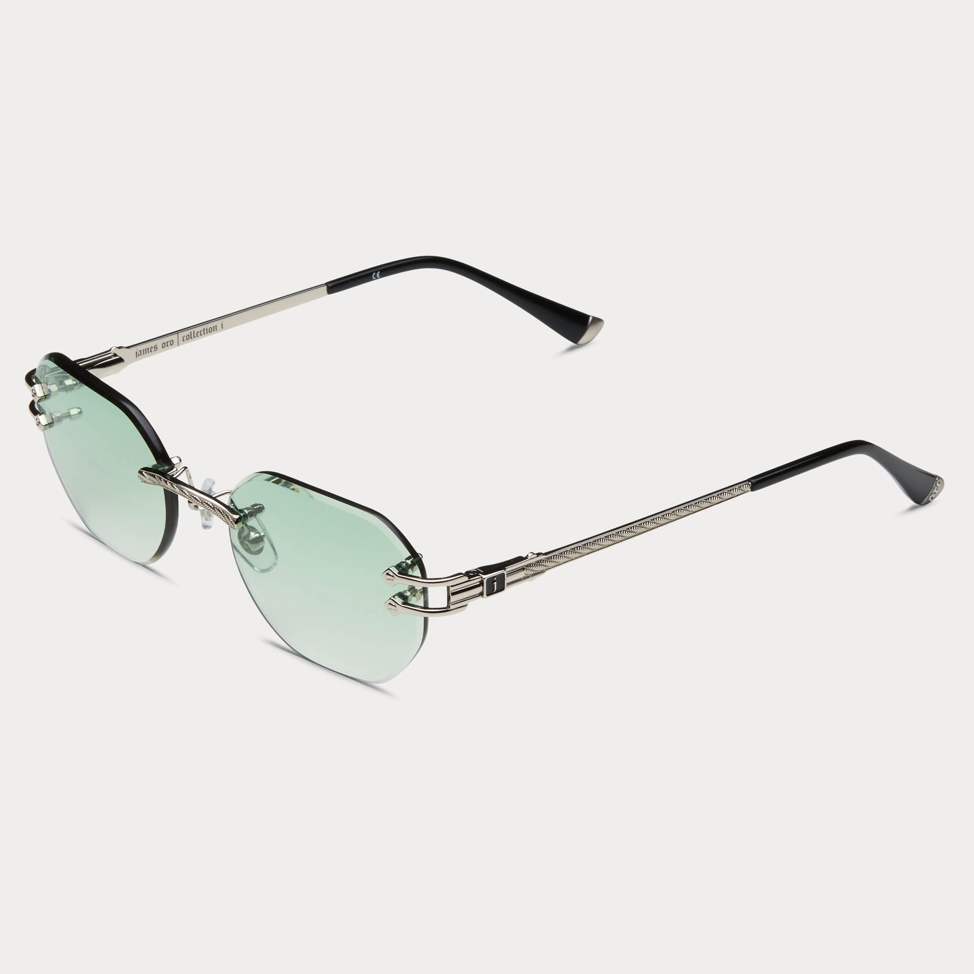 James Oro Green Tint selling Silver Heart Shaped Sunglasses